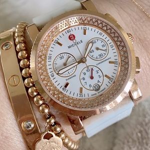 Michele Rose Gold and Diamond Luxury Sidney Watch
